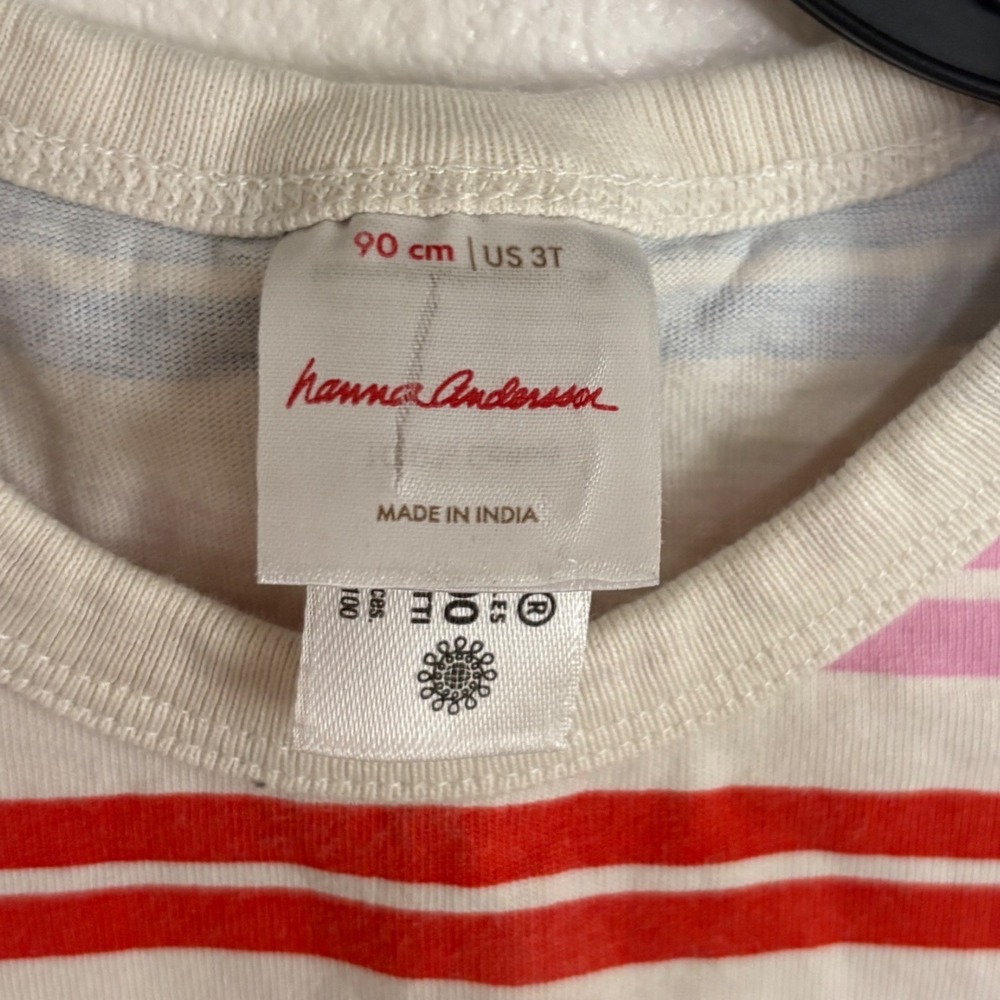 Hanna Andersson Kids Rainbow Stripe Short Sleeve Cotton Dress Multi-Color US 3T - Picture 3 of 6